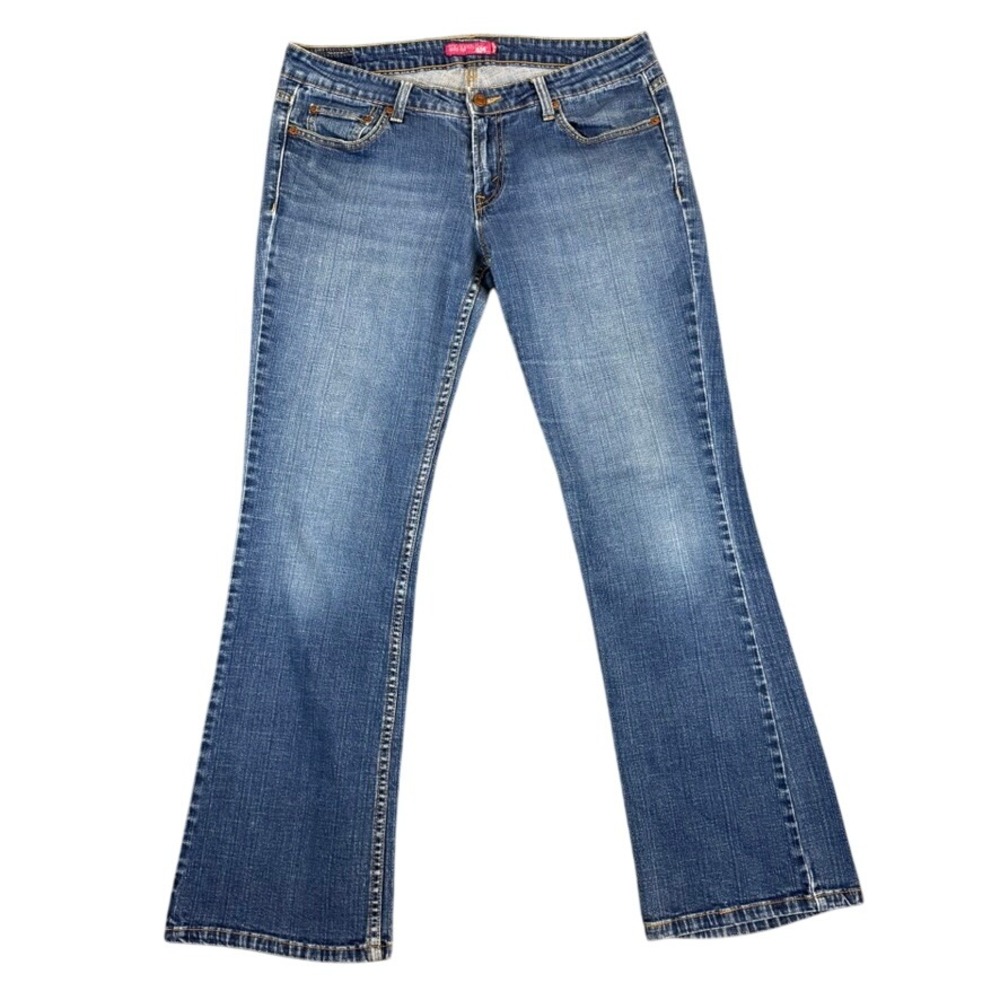 Levis 524 Too Superlow Bootcut Jeans Womens 13 Med Blue Denim Low Rise Stretch